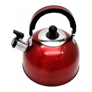 Imagem de Chaleira com apito aço inox 2lt - - 123UTIL, Vermelho