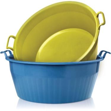 Imagem de Bacia De Plastico Grande Reforçada Multiuso C Alça 80l - Plasnew, Marr