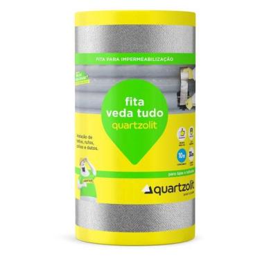 Imagem de Fita Asfáltica Aluminizada 30cm X 10 Metros para Vedação e Reparos com Rolo Contínuo Quartzolit