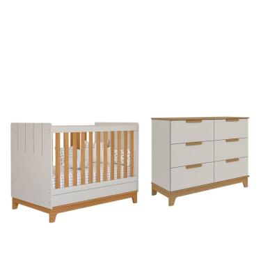 Imagem de Kit Berço biscoito e Cômoda Bebê Pistache 100% MDF Permobili