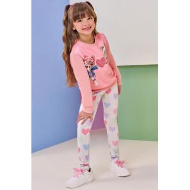 Imagem de Conjunto Menina Blusão Moletom e Legging Termoskin Infanti, Rosa, Off 
