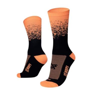 Imagem de Meia Splash Preto/Laranja Neon Hupi 1 Par Unissex, Cor: Preto/Alaranjado