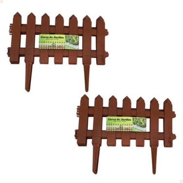 Imagem de Kit de 6 Cercas Decorativas Inglesas Para Jardim Marrom de Plástico Ce