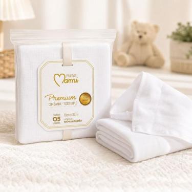 Imagem de Fralda Bebe Premium Mami Branca Lisa 70x70cm 100% Algodao - Papi