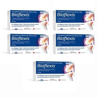 Imagem de Kit C/5 Bioflexis Colágeno Tipo II 40mg c/60 Cápsulas - União Química
