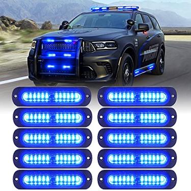 Imagem de Xprite Kit de luzes estroboscópicas de emergência LED azul, grade de montagem embutida na superfície, aviso de perigo, luz policial intermitente para veículos voluntários, caminhões off-road, carros,