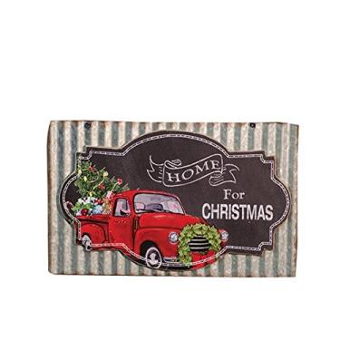 Imagem de CWI Gifts Placa de parede Home for Christmas quadro-negro e metal corrugado, multicolorida
