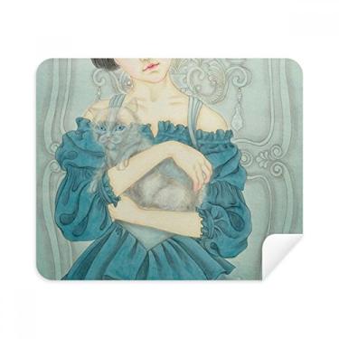 Imagem de Blue Dress Beauty Pano de limpeza de pintura chinesa Limpador de tela 2 peças Tecido de camurça