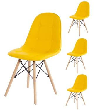 Imagem de Kit 4 Cadeiras Eames Eiffel Estofada Botonê 130C Cor:Amarelo