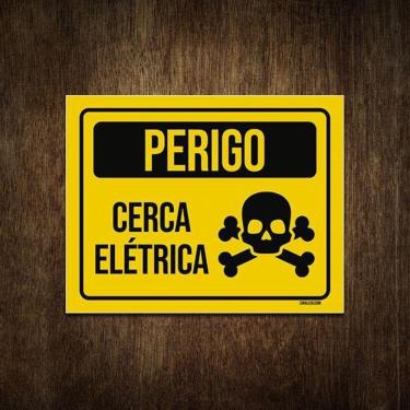 Imagem de Placa De Sinalização Aviso Perigo Cerca Elétrica 27X35