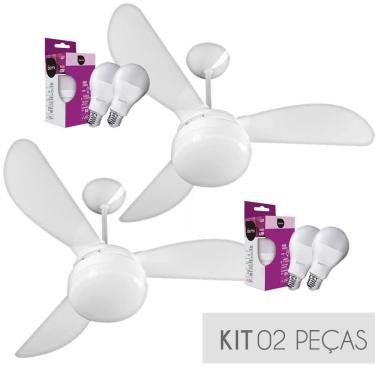 Imagem de Kit Ventilador de Teto Ventisol Fenix Branco, Cv3, 02 Lâmpadas Led Inclusas - 220v - 02 Unidades