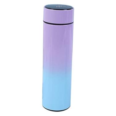 Imagem de Kasituny Garrafa térmica resistente ao calor garrafa térmica de aço inoxidável adorável garrafa térmica para viagem azul roxo