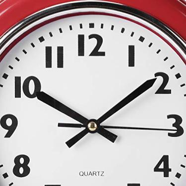 Imagem de Relógio decorativo vermelho a bateria, relógio pendurado vintage, relógio de parede, escritório para sala de estar, quarto para cozinha