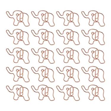 Imagem de Tnfeeon 20 peças clipes de papel em forma de elefante fofo, ouro rosa, ferro, 1.4 x 1.3 polegadas