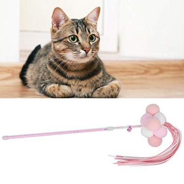 Imagem de Pokerty9 Gato, brinquedo divertido para animais de estimação, brinquedo interativo seguro para gatos, varinha de gato, bola de gato, varinha para morder com lantejoulas coloridas para gatos (rosa)