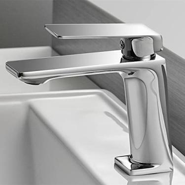 Imagem de Torneira de bacia de níquel escovado Torneiras Torneiras de pia de banheiro de manípulo único furo torneira torneiras de bacia quente frio misturador torneira guindaste, chrome1, china