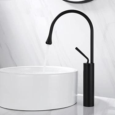 Imagem de Torneira da bacia escovado ouro preto prata torneira deck montado lavatório torneira misturador quente & Torneira de latão frio para banheiro, preto fosco alto, China