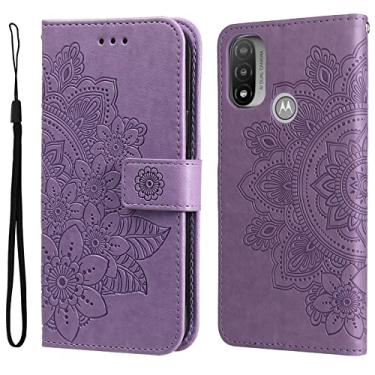 Imagem de YUNCHAO Caixa de telefone Para Motorola Moto E20 / E30 / E40 7-Petal Flowers Padrões de gravação Case horizontal capa para celular