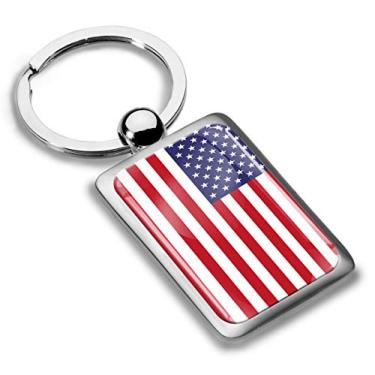 Imagem de Chaveiro Corrente EUA Bandeira Americana Chaveiro Feminino Masculino Personalizado Anel de Aço Inoxidável Joias Presente KK 230, Prata, M