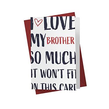 Imagem de Cartão de aniversário divertido para irmão, ele – Cartão de aniversário para ele da irmã – Cartão de aniversário de irmãos – com envelope (This Much Brother)