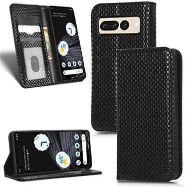 Imagem de Pearlescent Lattice Capas de telefone Google Pixel 7 7 Pro Capa de couro Luxo com slots magnéticos para cartões carteira clipe para celular Google Pixel 7 7 Pro capas (preto, Google Pixel 7 Pro)