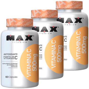 Imagem de Kit 3 Vitamina C 500mg 60 Cápsulas Max Titanium 