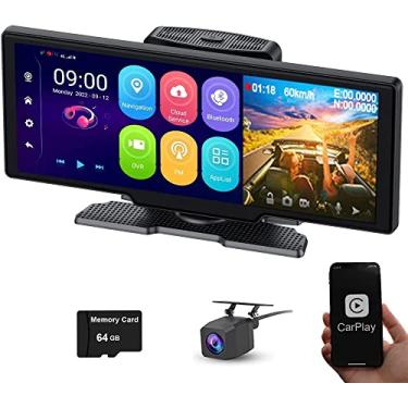 Imagem de XRC TECH Painel de carro 4G Carplay e Android Auto Dash Cam Android 10.0 Espelho retrovisor com 10 polegadas IPS Touch Wide Screen Carro Dvr Wifi GPS Nav Lente dupla FHD 1080P RAM 4 GB ROM 64 GB