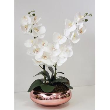 Imagem de Arranjo De Mesa 2 Orquídea Artificial Flor Branca - La Caza Store