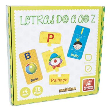 Imagem de Brinquedo Pedagógico Madeira Letras do a ao Z 78 Peças Brincadeira De Criança