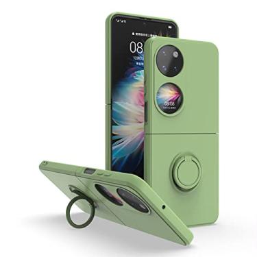 Imagem de Hee Hee Smile Capa para celular com bolso para Huawei P50 com suporte de fivela de anel para celular silicone antiestilhaçamento capa traseira verde