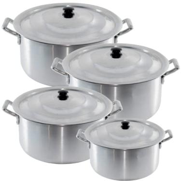 Imagem de Jogo 4 Caçarola Panela Industrial Linha Hotel Restaurante Nº 24 26 28 30 Panelas Para o Dia a Dia Cozinhe em Grandes Quantidades Ideal Para Restaurantes Hotel Cozinha Industrial