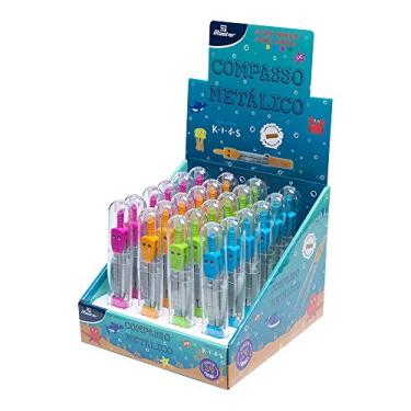 Imagem de Compasso Metálico - Cores Diversas - Com Capa Protetora - 12 Cms - Caixa Display Com 24 Unidades