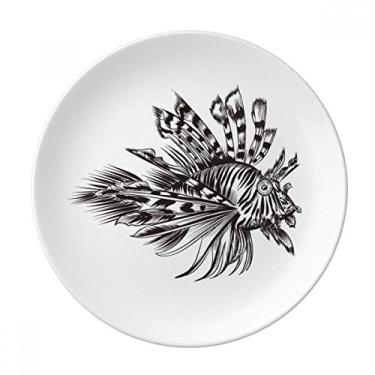 Imagem de Marine Life Prato de ilustração de peixe preto decorativo de porcelana Salver louças de jantar