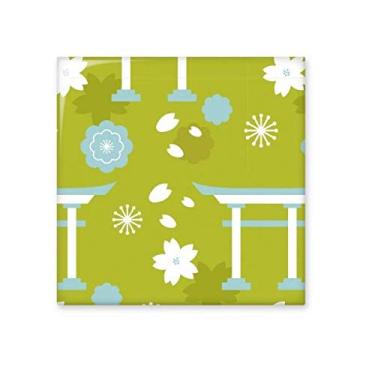 Imagem de Linda Azulejo de cerâmica japonês, azul, verde, branco, decalque brilhante