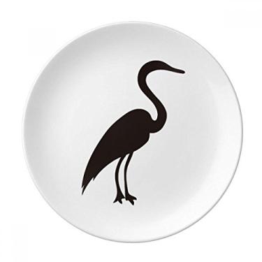 Imagem de Prato de retrato de animal de garça cinza preto decorativo de porcelana salver talheres, prato de jantar