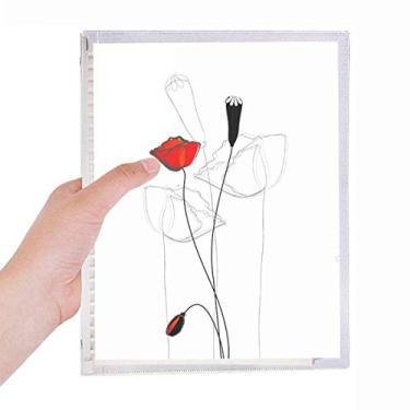 Imagem de Caderno de milho de arte abstrata Red Flower Bud com folhas soltas e diário recarregável