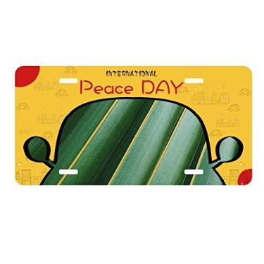 Imagem de DIYthinker Placa de carro com foto natureza de folhas verdes para decoração de carro Dia da Paz