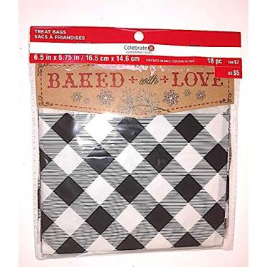 Imagem de Sacos xadrez preto/branco para petiscos de violoncelo 18 pçs. 16,5 cm x 14,5 cm com cabeçalho 2 por pedido