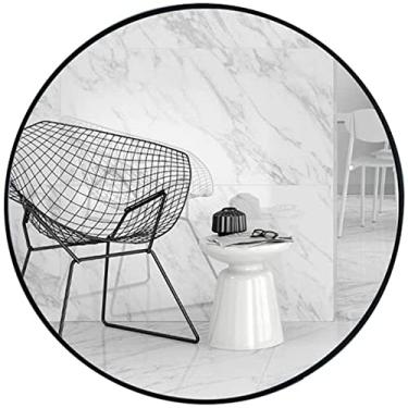 Imagem de Espelho de parede espelho de parede espelhos de casa de banho espelho redondo grande com moldura de metal, para quarto casa de banho sala de estar entrada, espelho de toucador, preto (tamanho: 60 cm, cor: Branco) espelho de