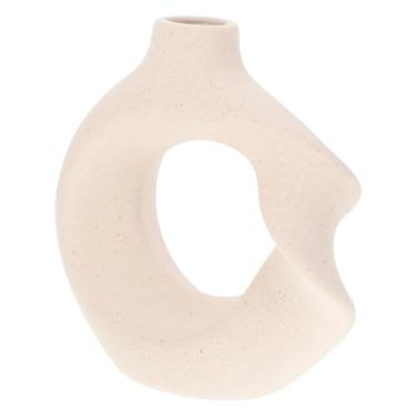 Imagem de IMIKEYA Vaso De Cerâmica Branco Decoração De Mesa De Jantar Vaso Hidropônico Vasos De Botão De Grama Decoração E Acessórios De Sala De Jantar Vaso Minimalista Vaso De Flores Curvo Mesa De