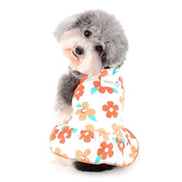 Imagem de Ranphy Vestido de cachorro pequeno menina feminino cão princesa vestidos roupas para cachorrinho colete saia com babados floral estampado camisa sem mangas aniversário traje festa roupas verão