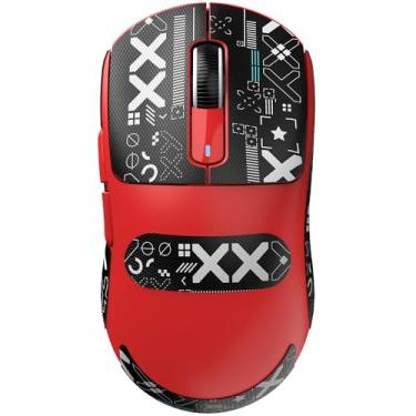 Imagem de ATTACK SHARK X3 Mouse para jogos sem fio leve com fita antiderrapante para mouse, design autoadesivo, elástico, alças laterais refinadas, adesivos resistentes ao suor/pasta antisuor, cortado para caber (vermelho)