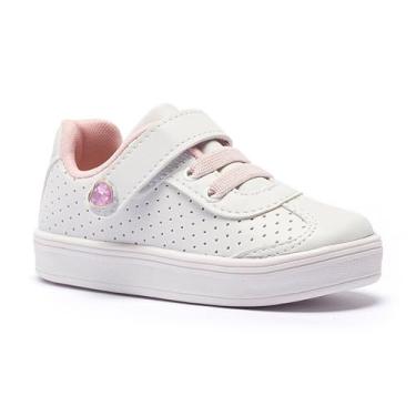 Imagem de Tênis Feminino Infantil Tininha Casual Escolar Confortável (Branco, BR, Criança de 1 a 3 anos, Numérico, 24)