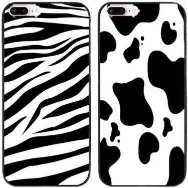 Imagem de 2 peças zebra vaca leite impresso TPU gel silicone capa traseira para Apple iPhone todas as séries (iPhone 7 Plus/iPhone 8 Plus)