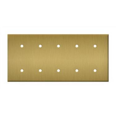 Imagem de Leviton Placa de parede em branco S54-N 5-Gang sem dispositivo, suporte de alça, aço inoxidável