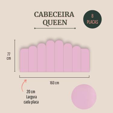 Imagem de Cabeceira Queen Estofada  Kit 8 Placas  Concha - Courino Rosa