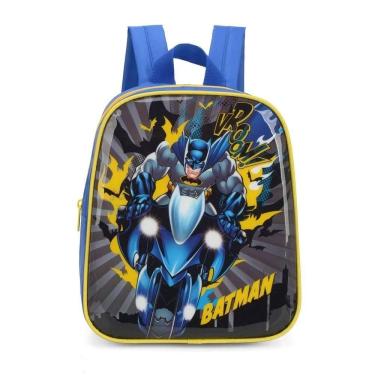 Imagem de Mochila escolar mini de costas batman azul claro 27x19x9cm