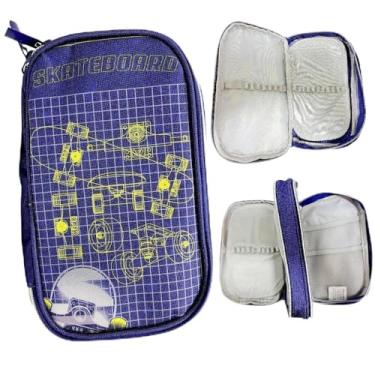 Imagem de Estojo Box Duplo Neoprene Case Skateboar Azul Daterra