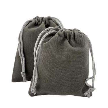 Imagem de AEAOA Sacos de presente, pacote com 5 peças de bolsas de joias de veludo com cordão de 40 x 30 cm, para doces, brinquedos, joias, guloseimas, lembrancinhas de festa de aniversário (cinza)