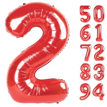 Imagem de Red 2 Balloon, Number Balloon 40 Inch, Two Balloon Number Birthday Decorations, Second 2nd for Spiderman Miraculous Ladybug Minnie Mouse Birthday Party Supplies, Number 2 Balloon
